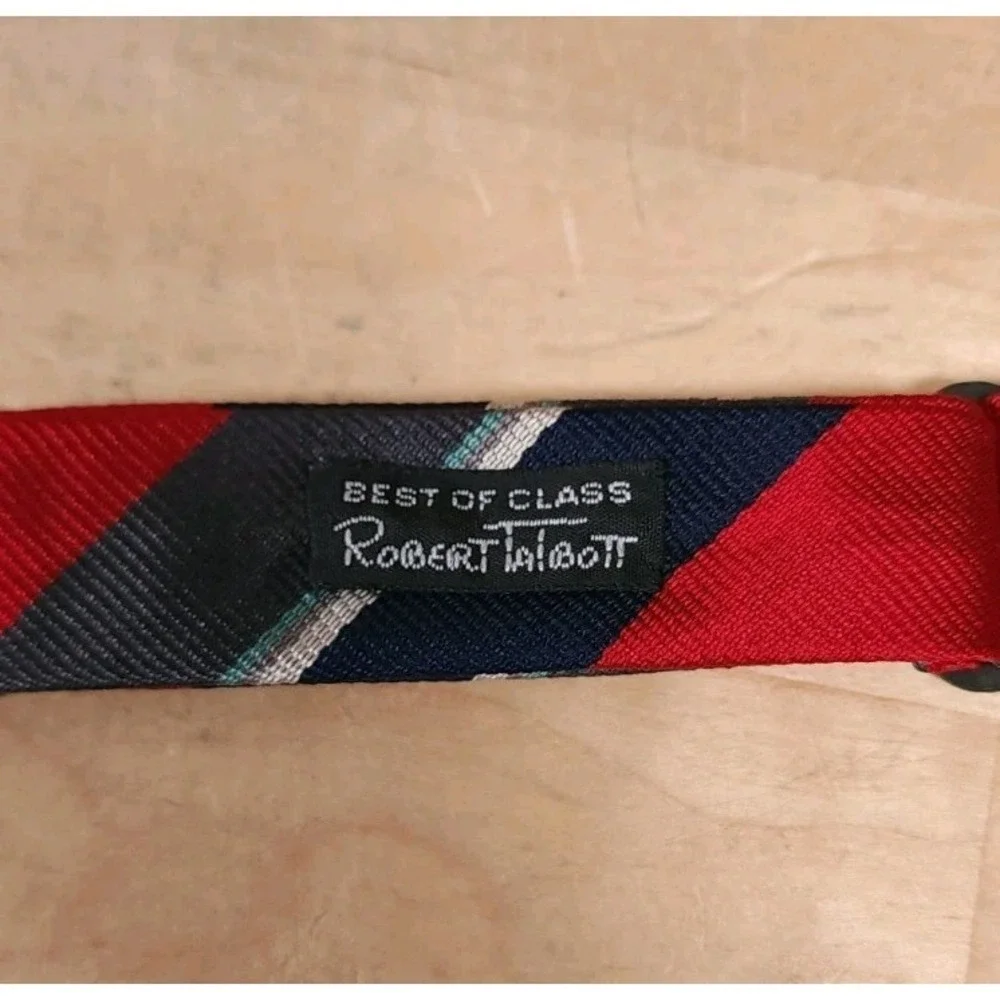 Robert Talbott Best of Class Lot Of 2 Silk Bow Ties Red Stripe Blue Geometric